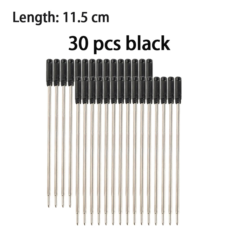 30/50/100 Pcs 7/8.2/11.5cm Ballpoint Pen Refills 0.7mm Medium Tip Blue Black Ink Refill Rods Office Student Writing Stationery Qme 11.5cm-30 black