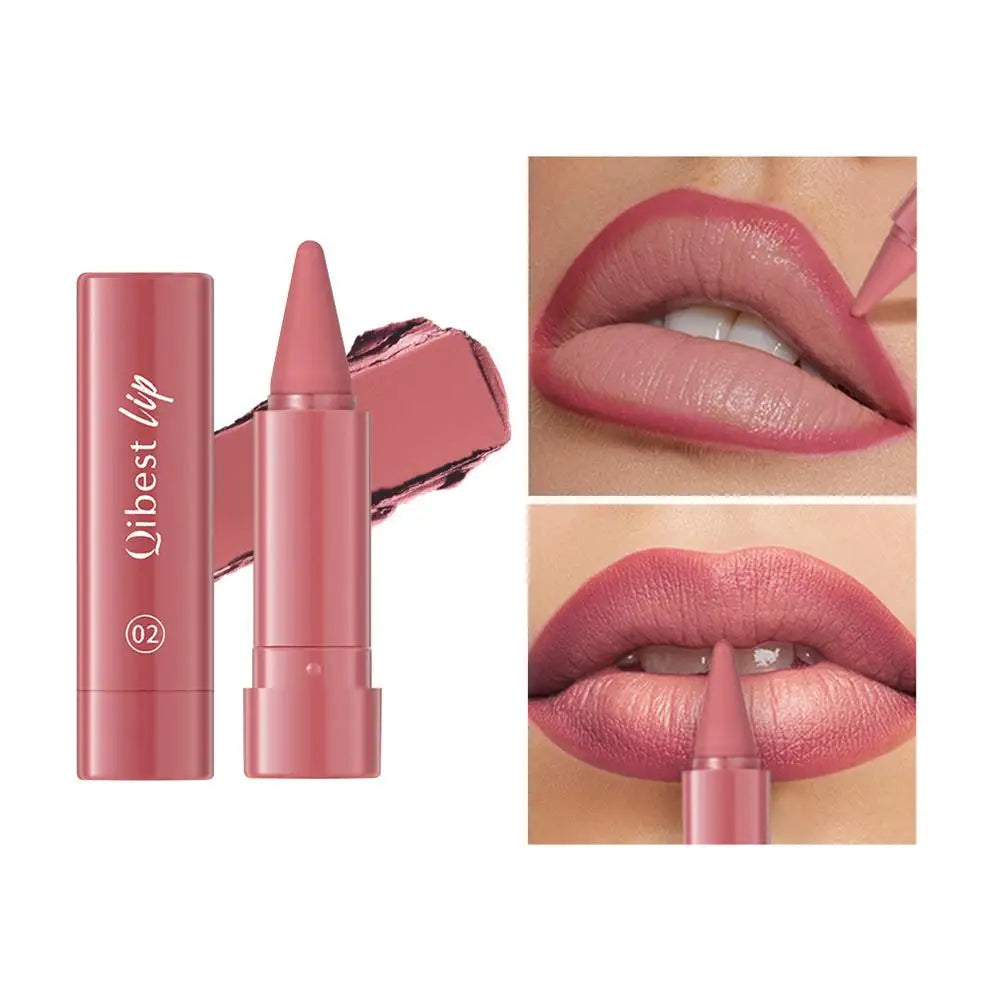 Twist Up Gradient Matte Lipstick Crayon Lip Liner Pencil Women Long Qme 02