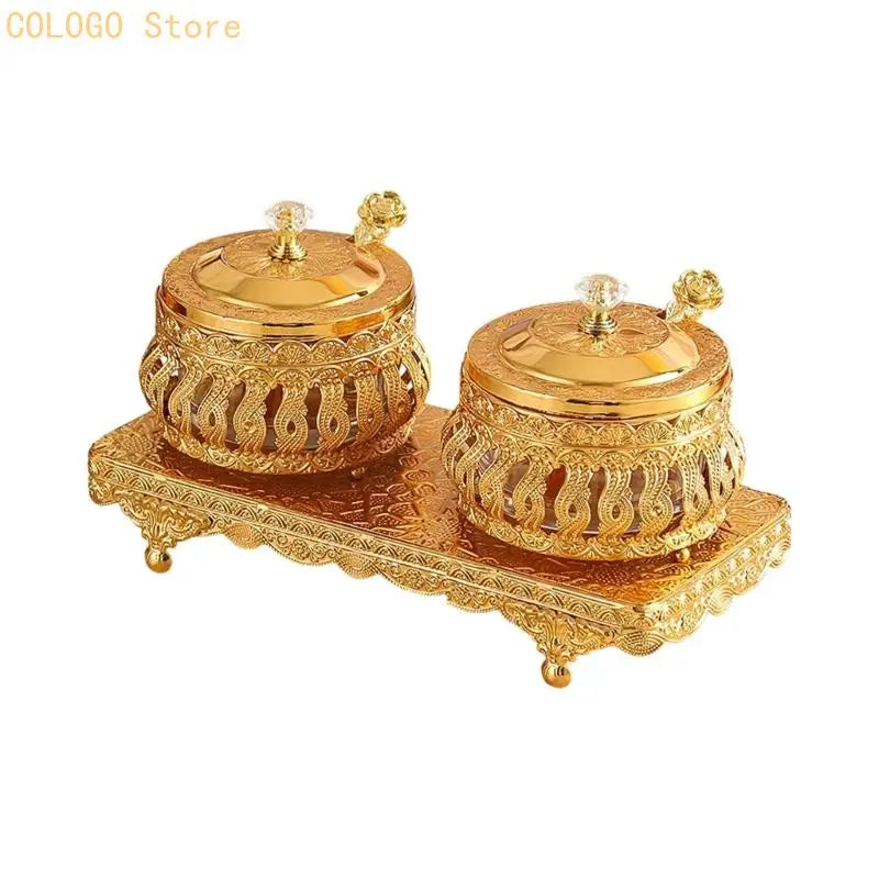 Condiment Holder Seasoning Storage Canisters Lid Spoon Sturdy Base Qme two cans CN