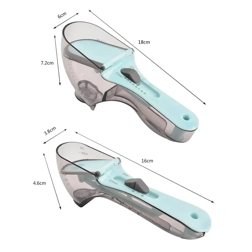 Kitchen Adjustable Measuring Cups and Spoons Plastic Scoop with Magnetic / for Dry and Liquid Ingredient Kitchen Tools Qme