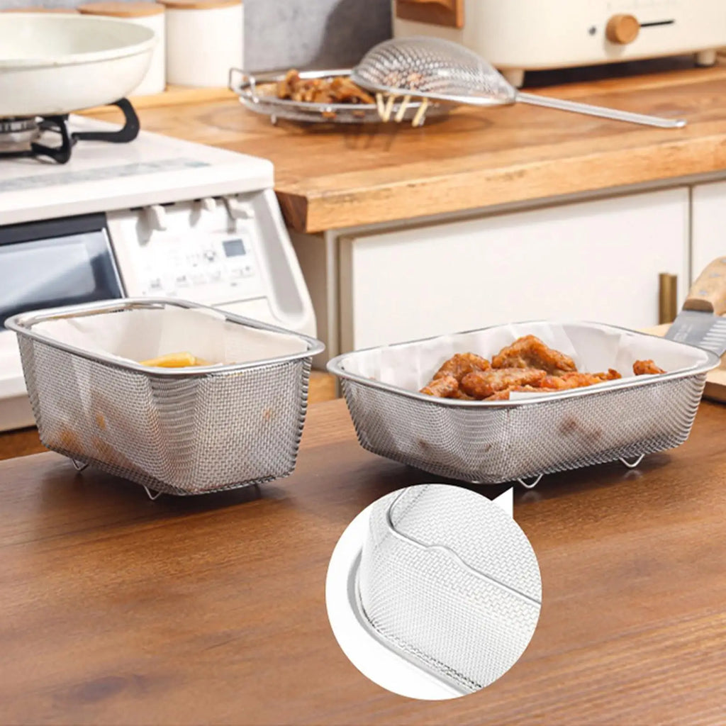 Rectangle Colander Basket Stainless Steel Wire Fine Mesh Strainer Qme
