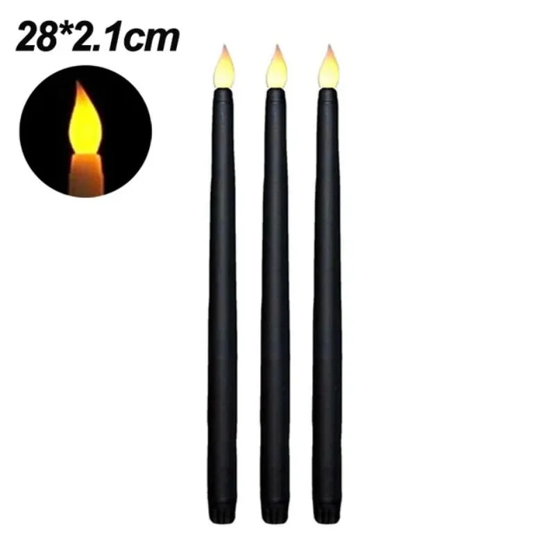 LED Long Candle Flameless Pointed Candle Light Battery Powered Candle Light for Birthday Wedding Dinner Party Decoration Qme StyleE 1Pcs