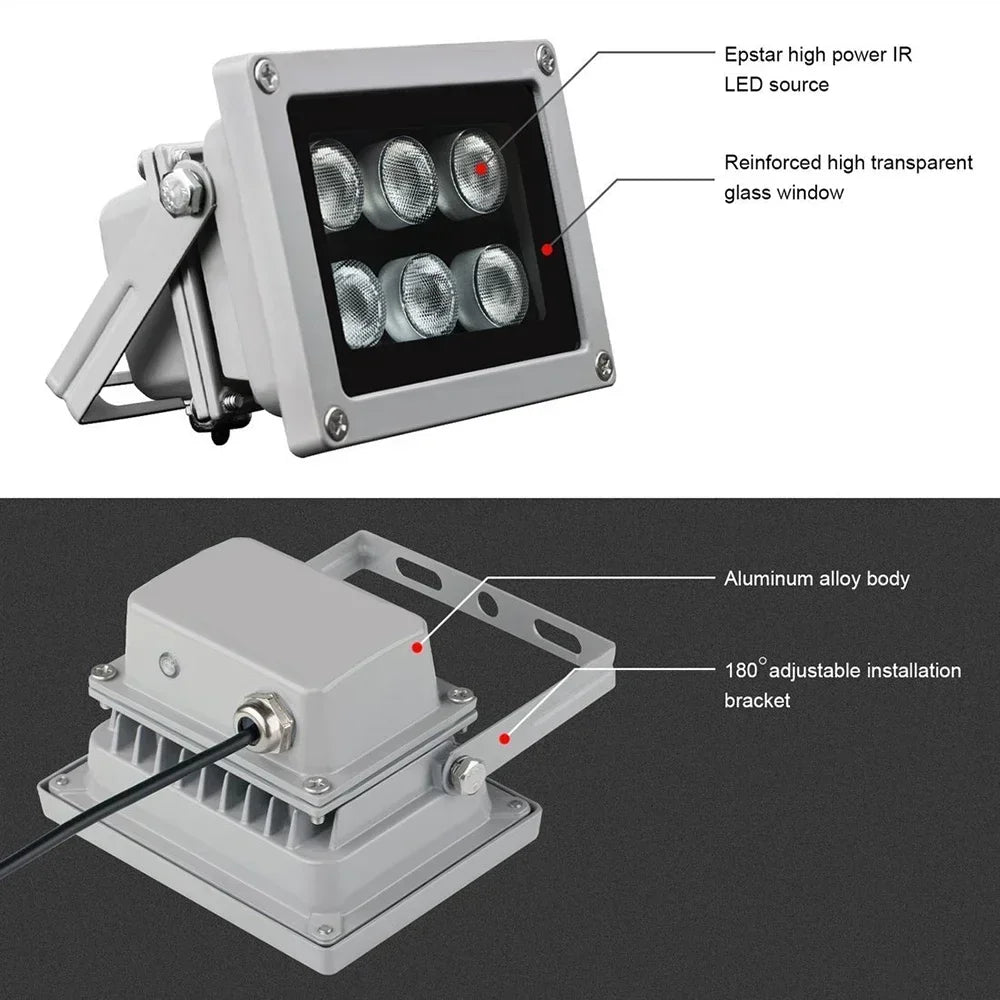 Infrared Lamp Array 6pcs 90 - 60 - 45degree IR Illuminator for CCTV Camera Outdoor IP65 Waterproof Night Vision Qme