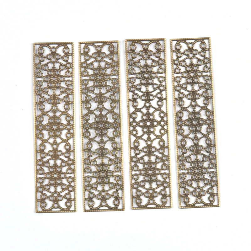 10Pcs Rectangle Metal Crafts Flower Filigree Wraps Connectors DIY Embellishments For Jewelry Making Home Decor Handicraft yk0903 Qme