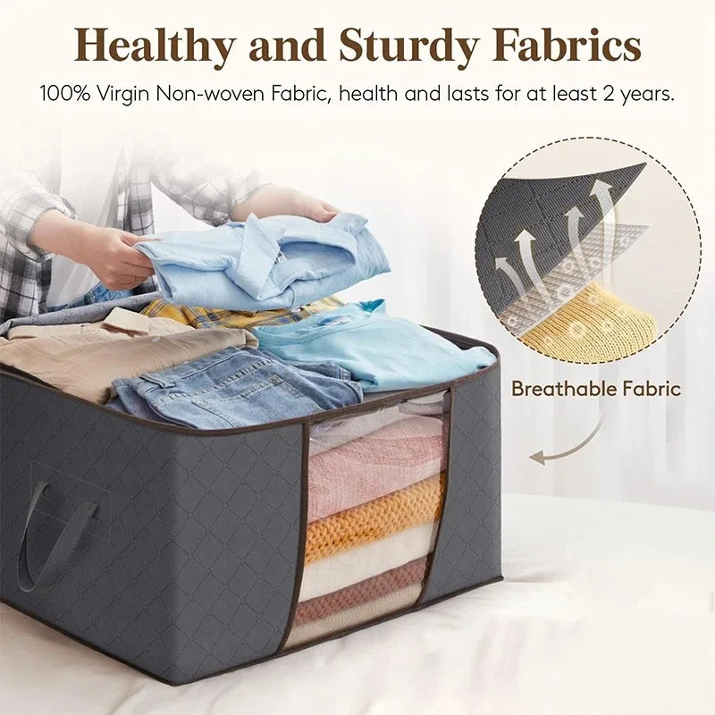 Large Capacity Viewing Window Quilt Storage Bag Household Dustproof Bedding Storage Box Clothing Sorting Bag Moving Organizing Qme