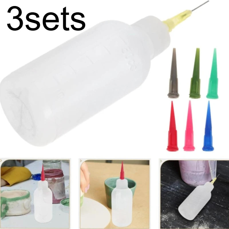 Pottery Glaze Squeeze Bottle Set Fine Tip Applicator For Ceramic Art For DIY Underglazing Projects And Crafting Needle Bottles Qme 3sets