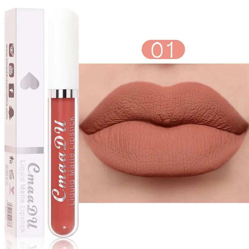 6 Colors/Set Fashion Matte Lip Gloss Sets Natural Moisturize Waterproof Lasting Velvet Sexy Red Liquid Lipstick Beauty Cosmetic Qme 01