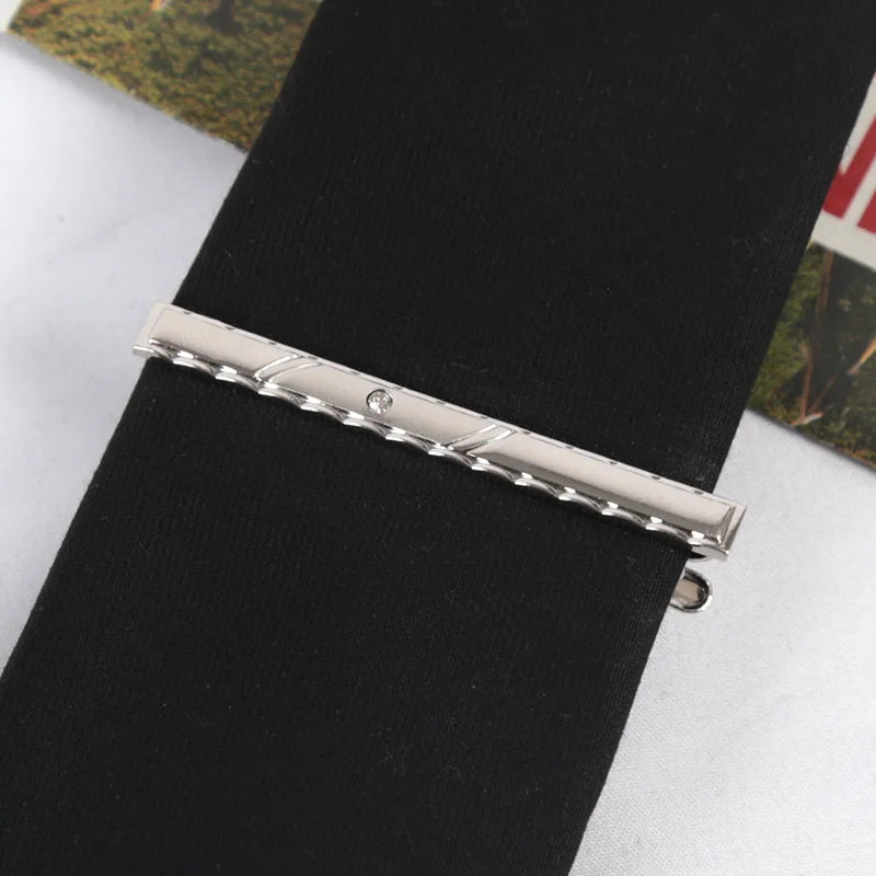 Tie Clips Men Necktie Accessories Fashion Metal Silver Tone Simple Qme A-9