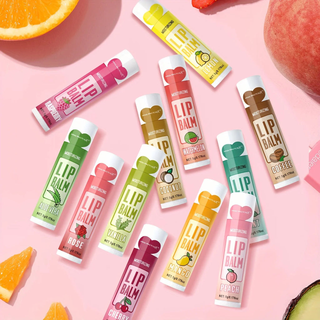 12 PCS/gift lip balm set 5g Deep Moisturizing and long-lasting moisturizing exfoliating to create hydrated lips Qme