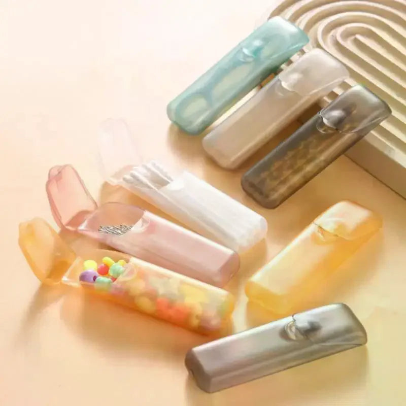 Mini Storage Box Travel Portable Transparent Toothpick Cotton Swab Qme