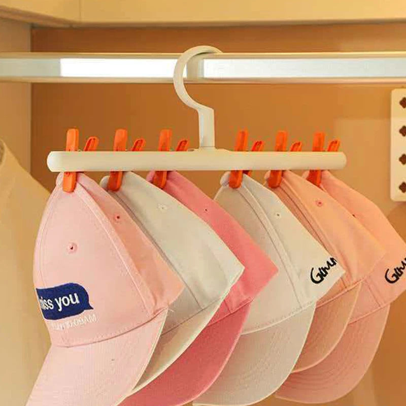 1 Household Multi-Clip Drying Rack for Socks, Student Dormitory Clothing Hanger, Pants Clips, Hat Storage Rack Qme Orange