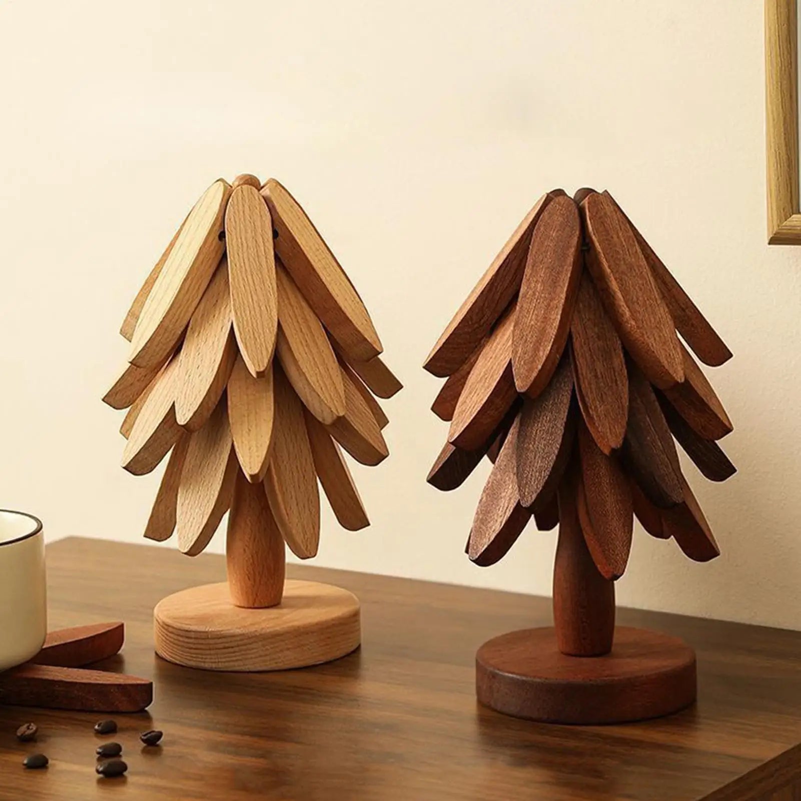 Tree Trivet Wooden Insulation Placemat Non-Slip Cup Coaster Set for Cookware Stove Pan Cup Teapot Hot Dishes Bowl Kitchen Dining Qme