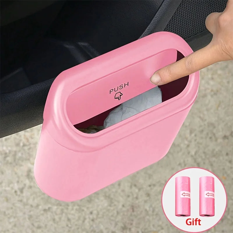 Mini Car Trash Can with 2 Garbage Bags, Leak Proof Car Trash Can, Multifunctional Storage Box, Suitable for Cars, Homes，Offices Qme