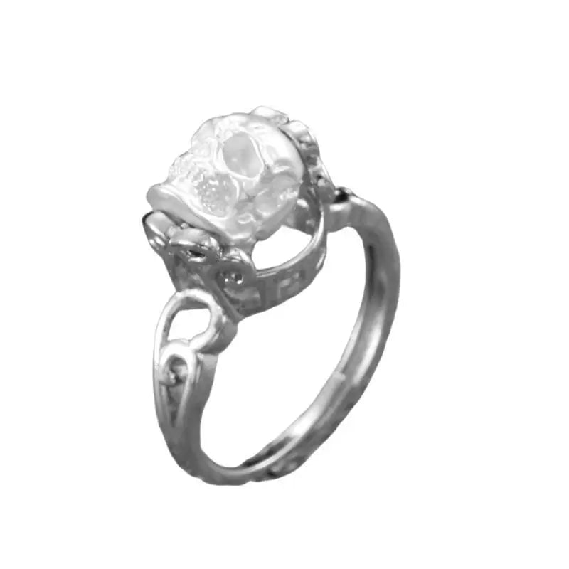 1Pcs New Vintage Gothic Steel Skull Rings Women Punk Rock Skeleton Women Ring Punk Rock Party Jewelry Accessories Qme A4