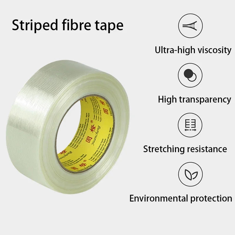 Striped Fiberglass Filament Tape Typhoon Window Glass Reinforcement Tape Strong Adhesive No Residue Weatherproof Fiber Tape Qme