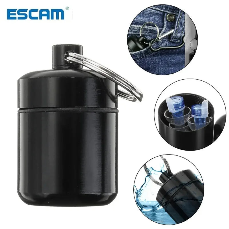 Short and chubby aluminum alloy cartridge, sealed metal aluminum can with keychain, coin storage earplugs, aluminum bottle Qme