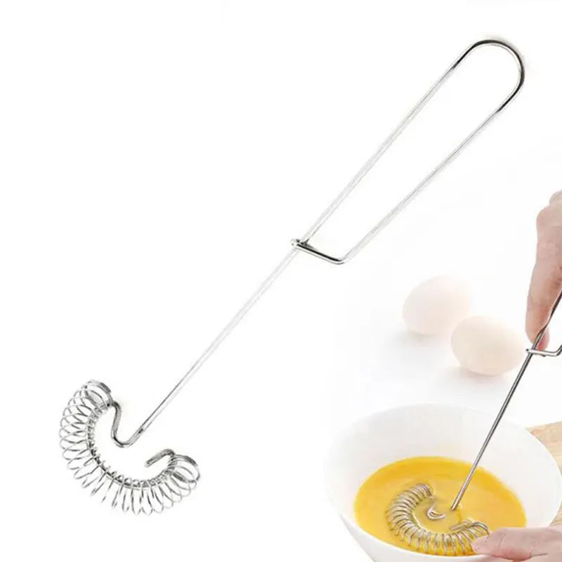 Manual Egg Beater Stainless Steel Spring Coil Mixer Egg Stirring Kitchen Tools. Qme Silver 1pc