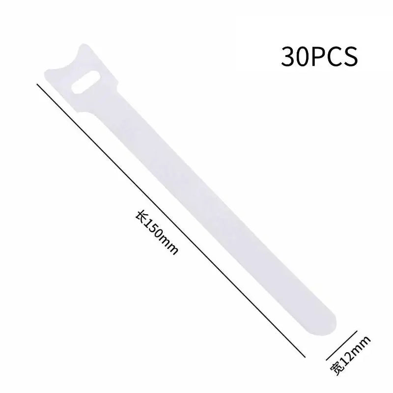 Organized Cable Setup 30 50 Reusable Hook Loop Straps Qme white 30pcs