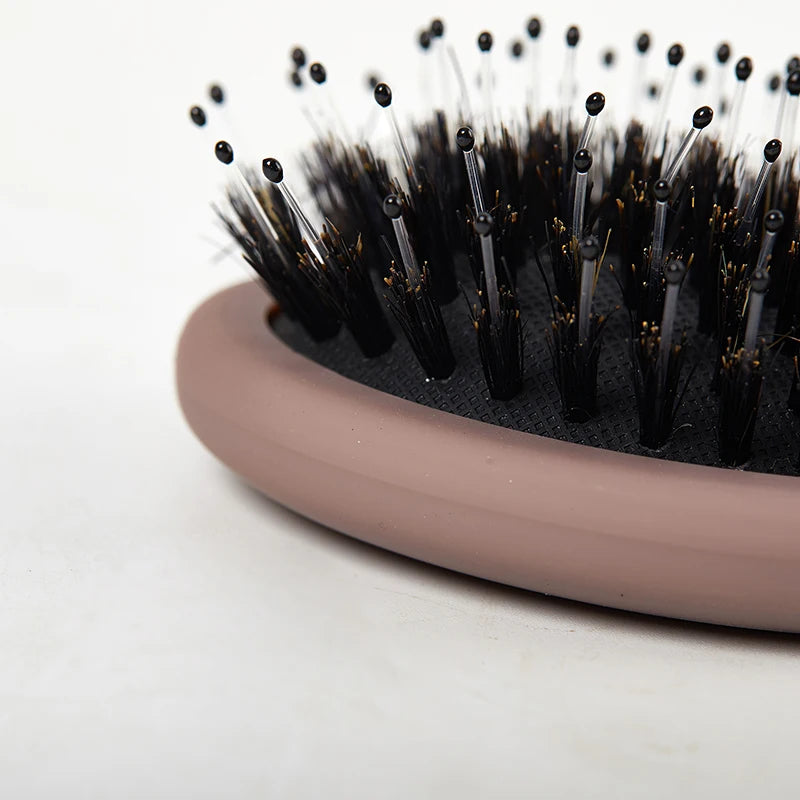 Oval Boar Bristle&nylon Hair Comb Mini Anti-static Scalp Massage Qme