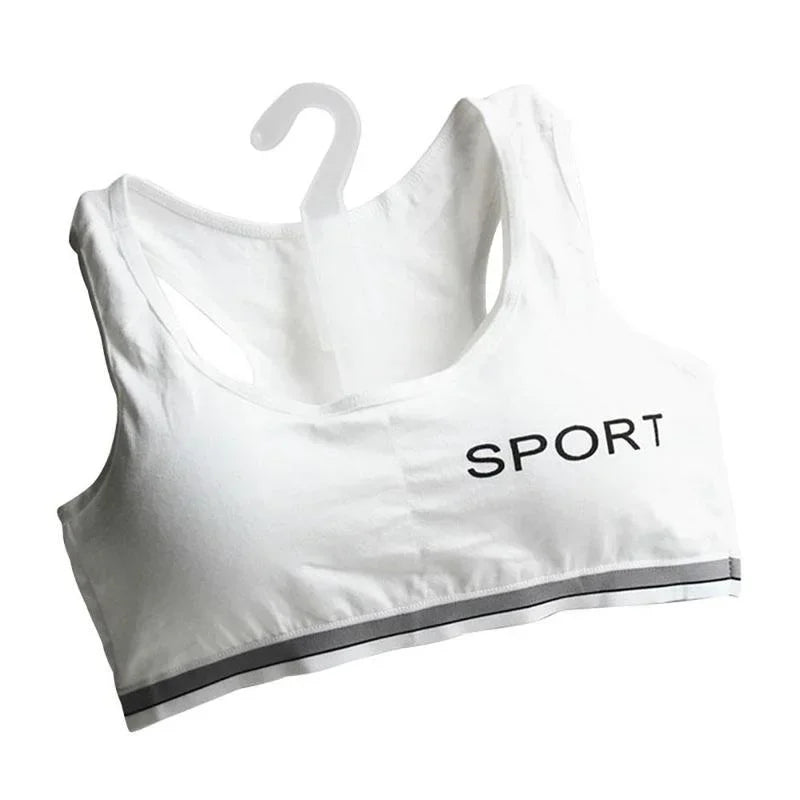Teen Sports Bra Comfortable Seamless Padded Bralette Girls Women Gym Qme White