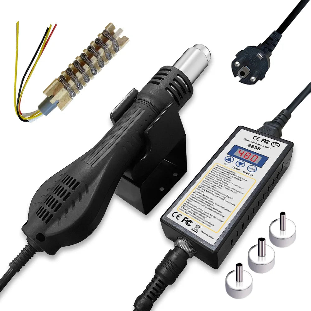 Air Gun 8858 Micro Rework Soldering Station LED Digital Hair Dryer Qme