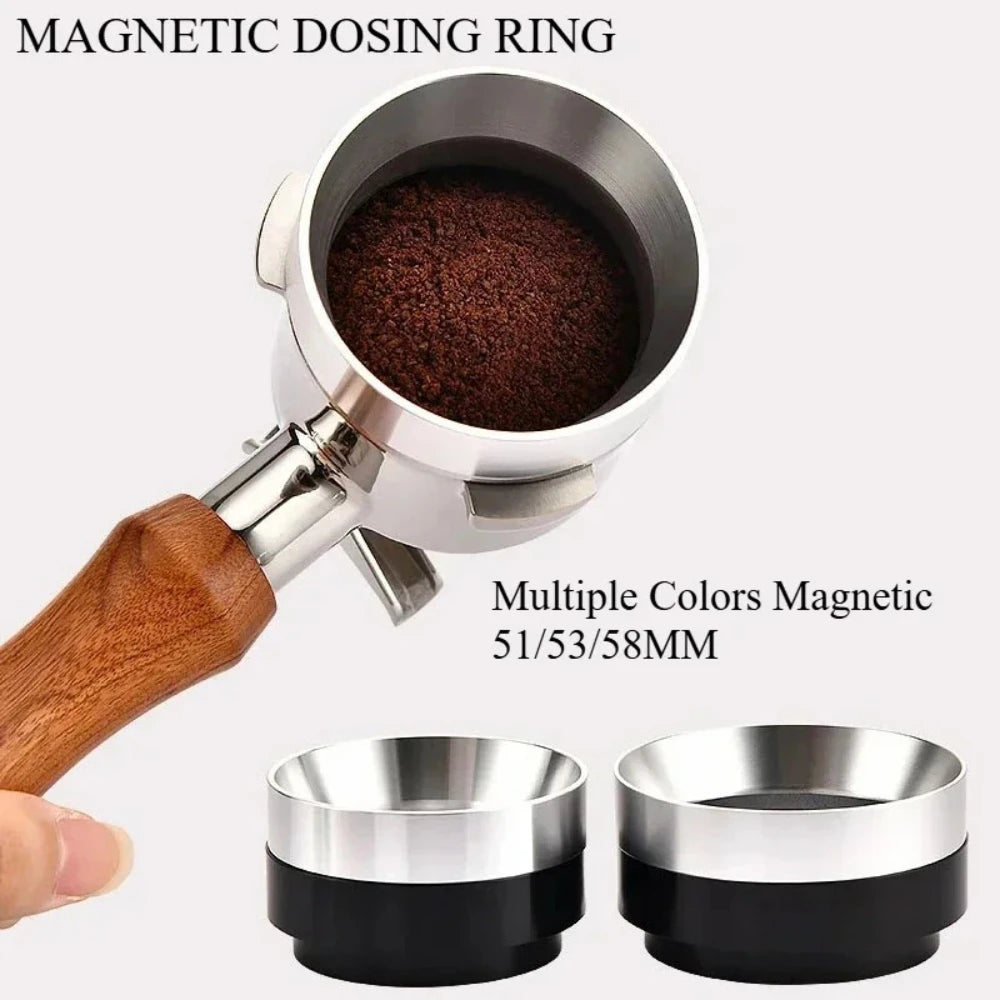 51mm 53mm 58mm Magnetic Espresso Dosing Ring Aluminum Dosing Funnel Perfect Fit For Coffee Brewer Accessories Qme
