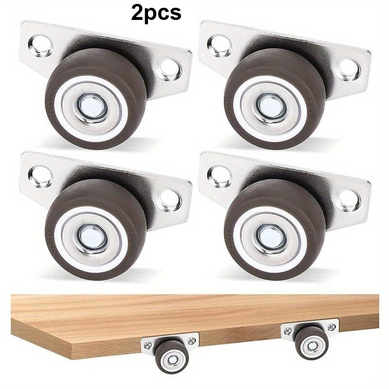 Side Mounted Casters, Home Appliance Casters, Non Rotating Rigid Small Wheels Suitable for Furniture DIY Projects, Cabinets Qme 2pcs