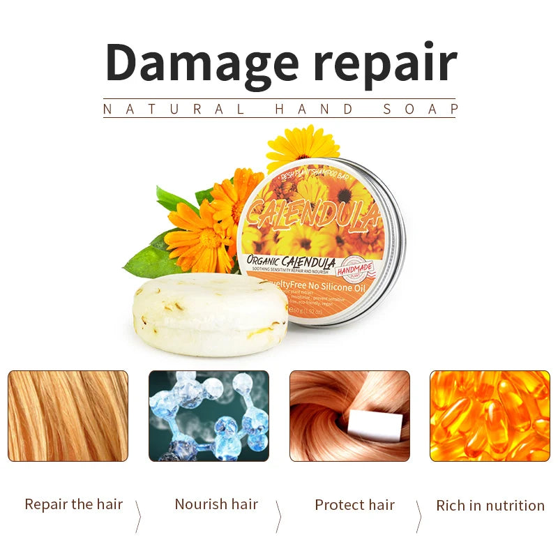 Calendula Plant Shampoo Soap Has No Silicone Oil Residue Deeply Qme