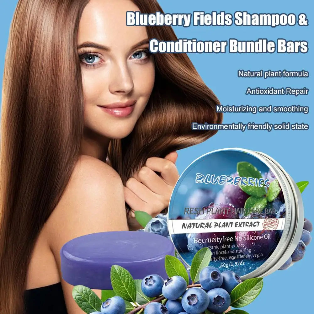 Blueberry Shampoo Soap Handmade Solid Hair Thinning Deep Cleansing Qme