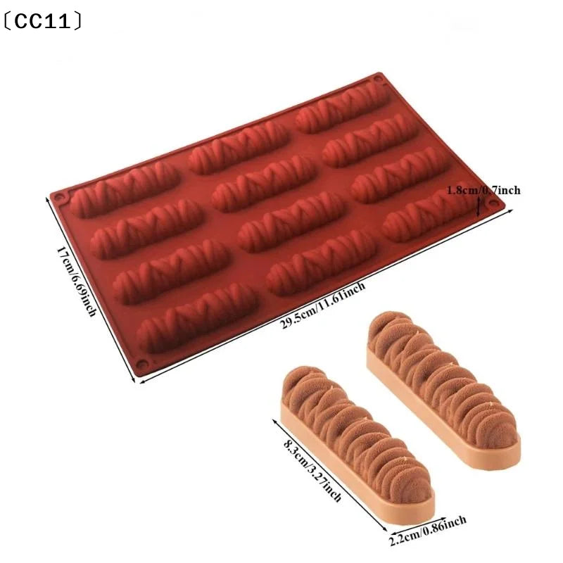 12 Cells Long Striped Lines Winding Texture Design Mousse Cake Mold Qme