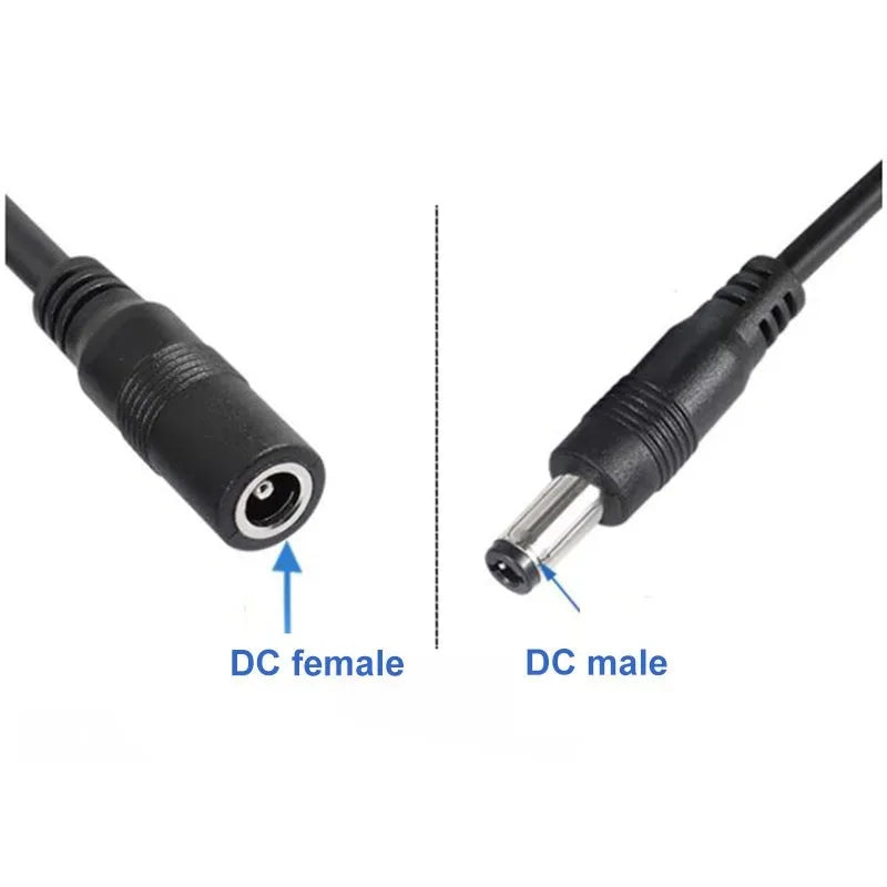 2PCS USB to DC5521 1 to 2 Power Cable Male to DC5525 Female Plug 2-Way Power Cord Qme