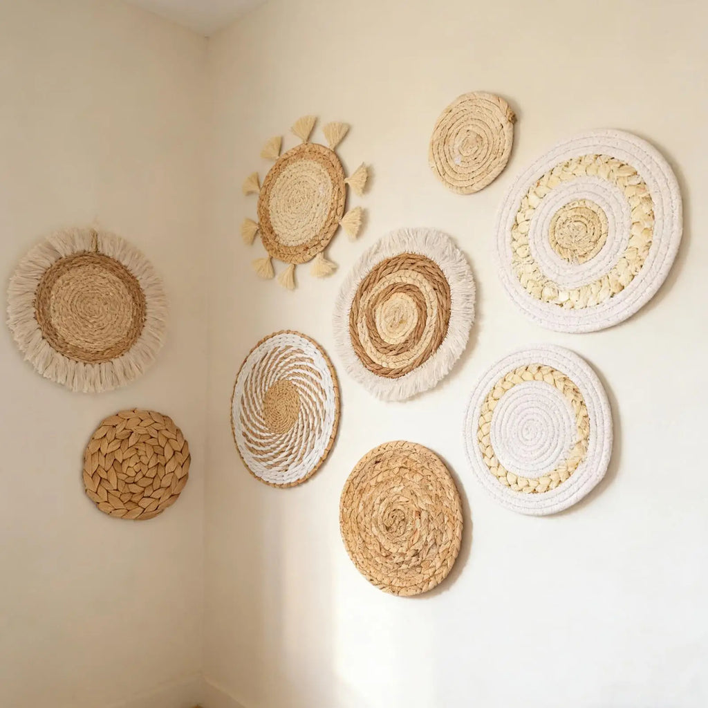 Woven Wall Decor Handwoven Boho Farmhouse Decorations 9-pieces Macrame Wall Art for Home Room Bedroom Kitchen Nursery Office Qme