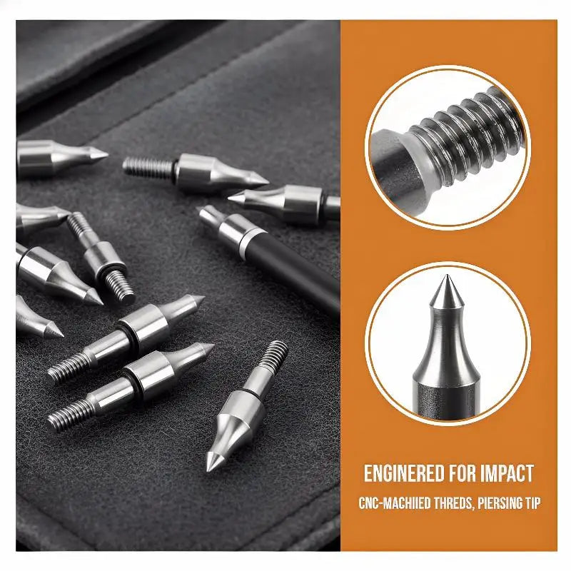 Archery Arrow Points Metal Screw Field Rubber Ring Shaft Hunting Qme
