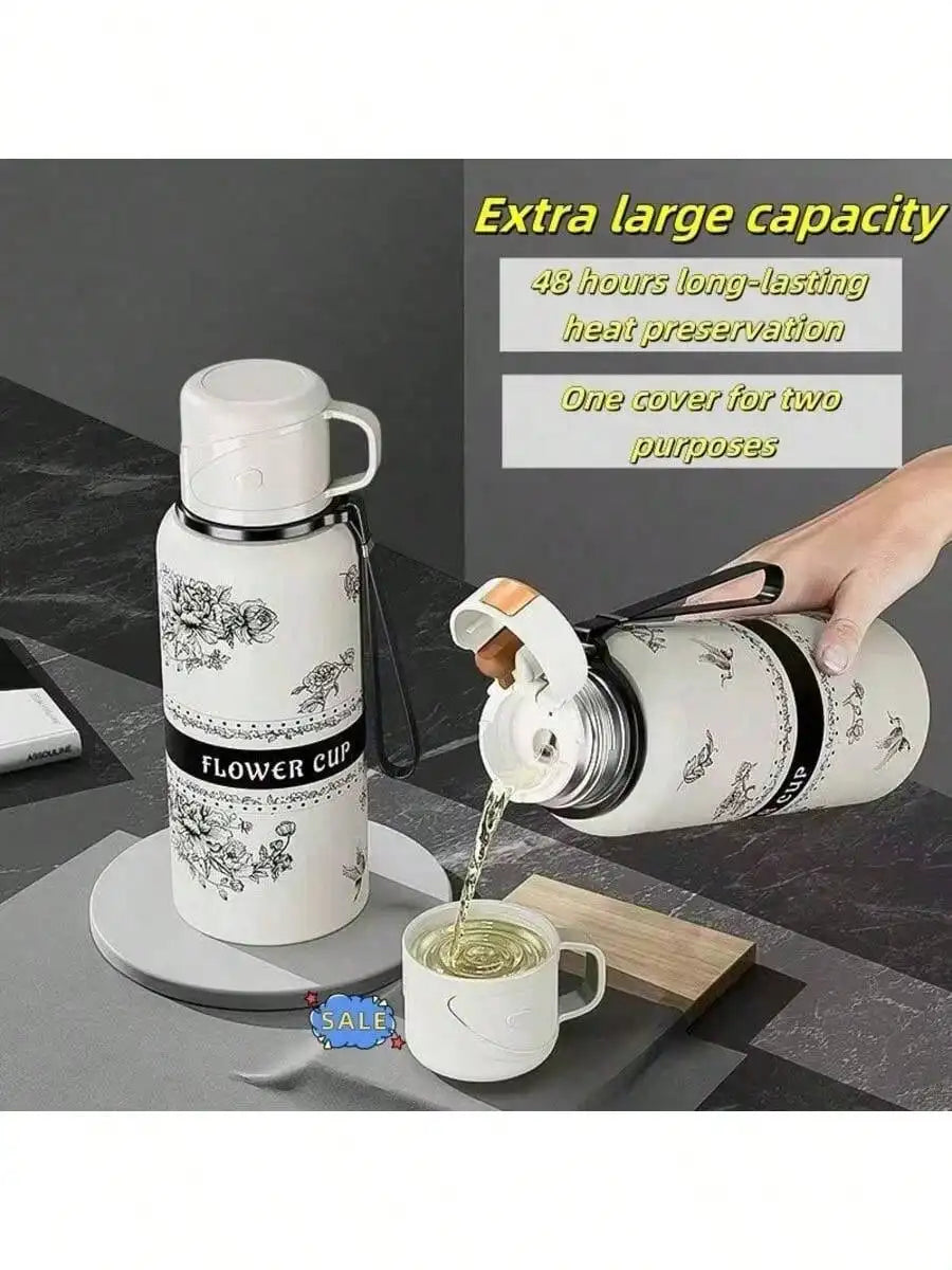 Gardenia Value Water Cup Stainless Steel Thermos Large Capacity Qme