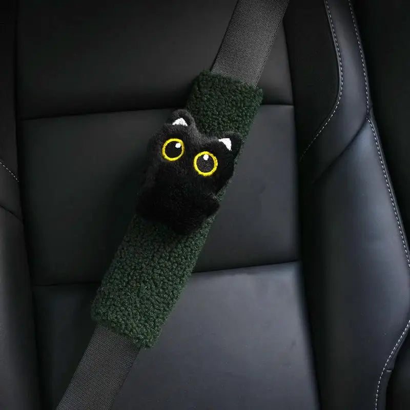 Black Cat Plush Car Seatbelt Shoulder Pad Soft Safety Strap Protector Qme A6