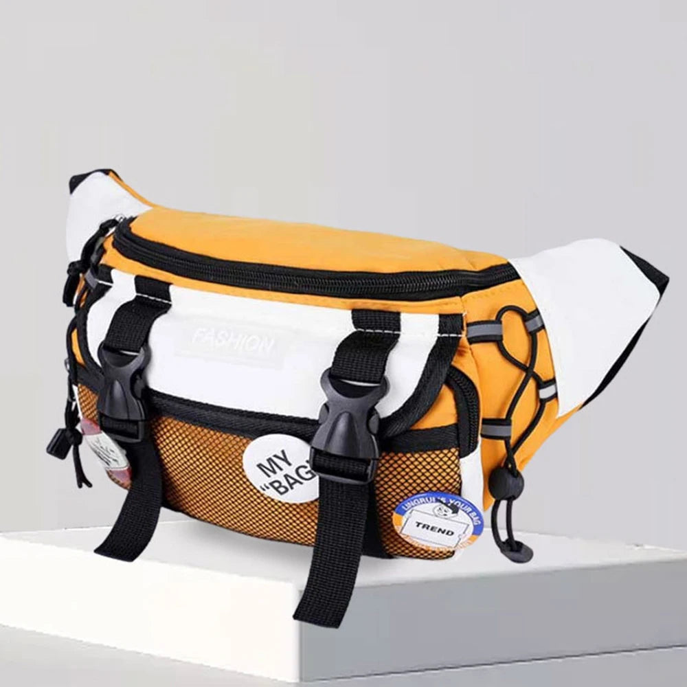 Random Crossbody Bag, Trendy Brand Workwear, Wind-Driven Waist Bag, Large Capacity Chest Bag Qme Yellow no badge