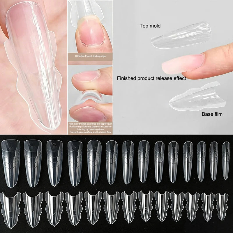 Coffin Dual Forms Nail Extension Sandwich Molds 15 Sizes Reusable Qme