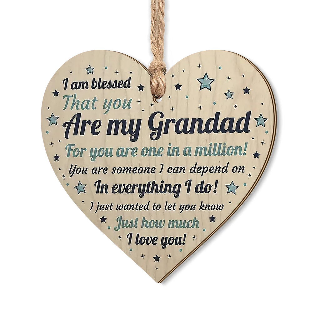 1PC wooden gratitude grandfather love hanging decoration, handwritten heartfelt confession, grandfather gratitude gift Qme