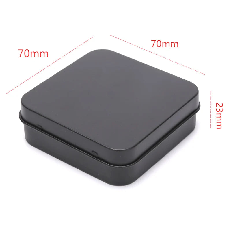 Mini Square Small Tin Box Metal Hinged Flip Storage Case Jewelry Coin Qme