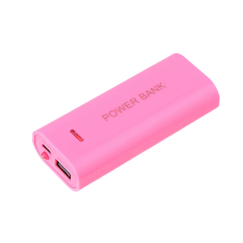 Portable Power Bank Case DIY 2Cell 18650 Battery Box Smart Phone Qme Pink