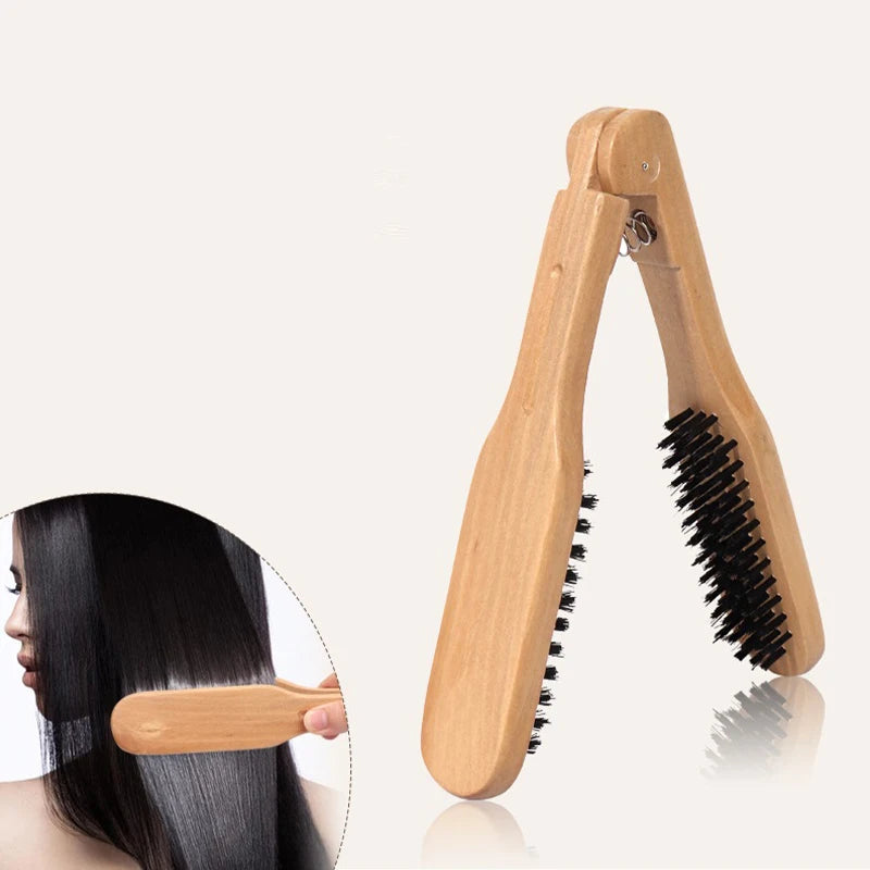 V-shape Straightening Comb Paddle Brush Anti-static Boar Bristle Hair Qme