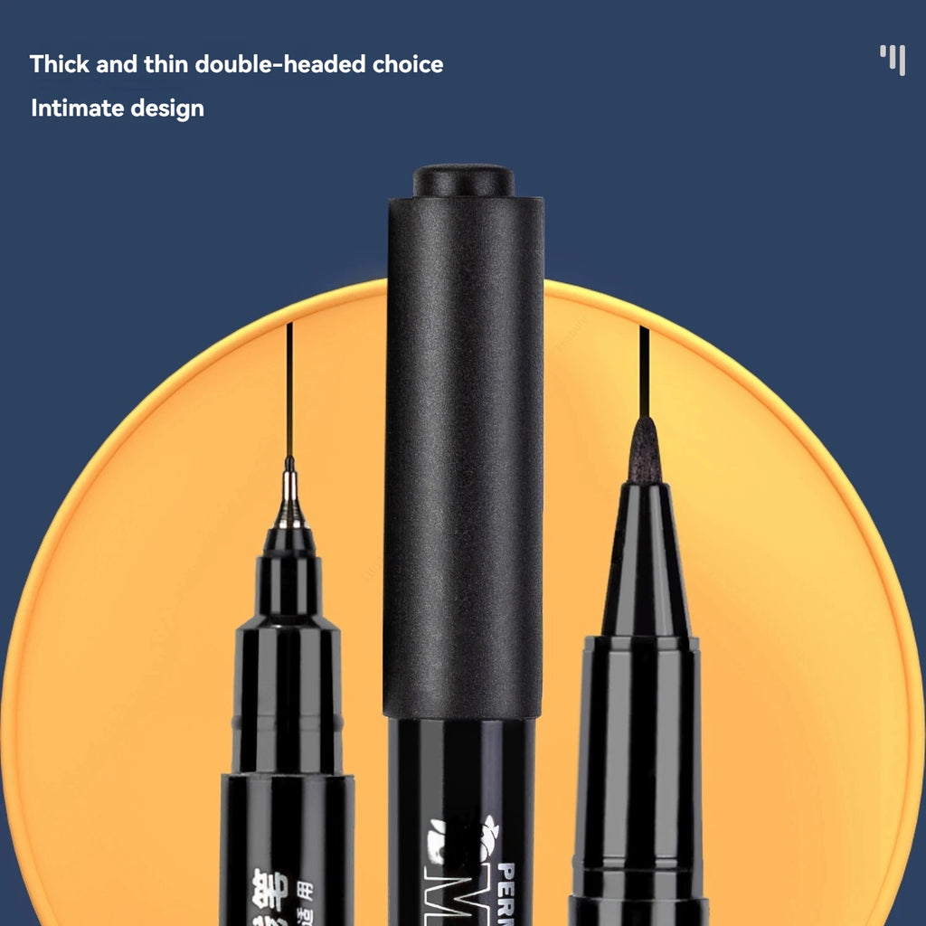 6/12PCS Black Permanent Markers Pens Manga Double Sided Colored Oily Ink Sketch Painting Art School Supplies Stationery Qme