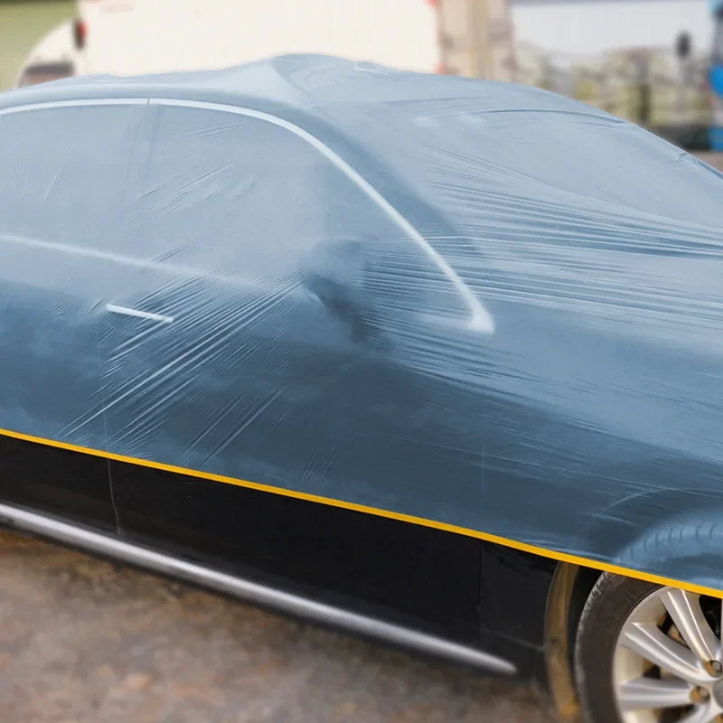 High-Performance Pre-Taped Masking Film - PE Plastic Sheeting for Automotive & Painting, No Residue, Ideal for Painters, Qme