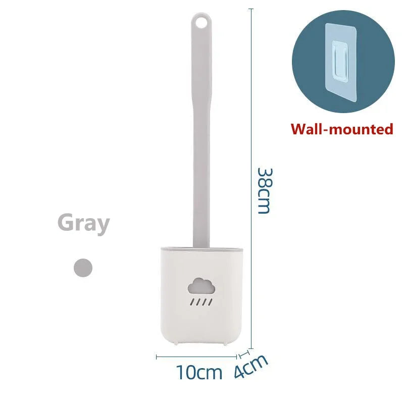 Silicone Toilet Brush Wc Gap Brush with Holder Flat Head Soft Bristles Cleaning Brushes With Quick Drying Bracket Bathroom Tool Qme 02