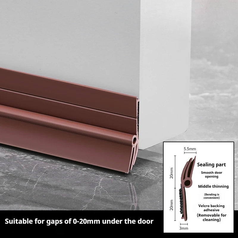 93cm Self-adhesive Removable Under Door Weatherstrip PVC Triple WindProof Cold Proof Wear-resistant Door Bottom Seal Strip Qme Brown 93cm 3pcs