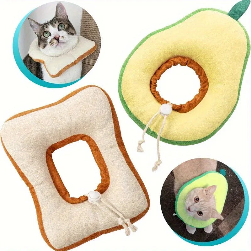 Pet Cute Cat Collar Post Surgery Anti Lick Eliza Toast Neck Cone Collar, Suitable for Cat Ultra Small Dogs Qme