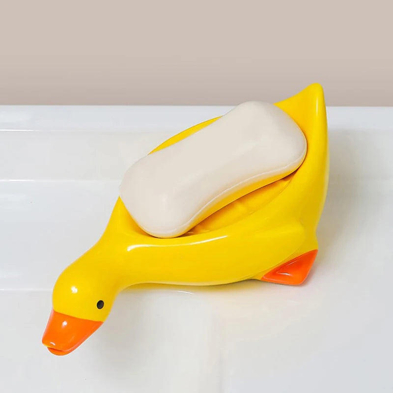 1Pc Yellow Duck Shape Soap Box Cartoon Soap Dish Drainable Soap Holder Soap Container Soap Dish For Tray Bathroom Accessories. Qme A2 Yellow