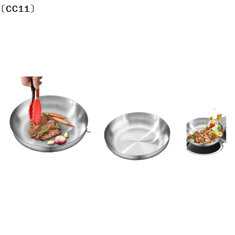 Frying Pan 410 Stainless Steel Uncoated Fry Induction Cooker Gas Qme