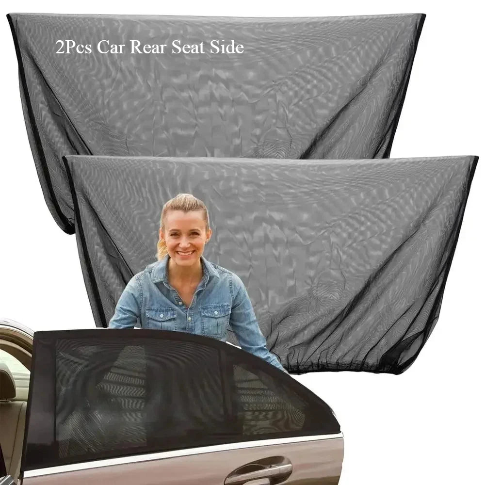 2pcs Car Rear Side Window Sunshade UV Protect Shield Mesh Prevent Mosquito Sunshine Privacy Protection Foldable Curtain Qme Car Rear Seat Side