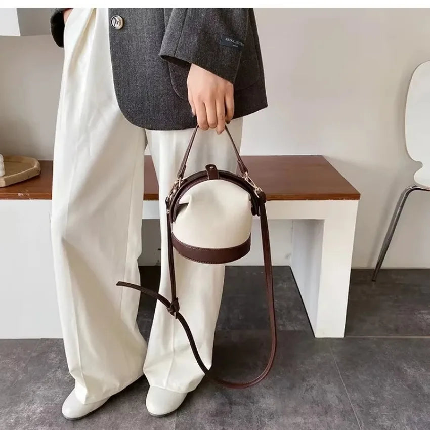 Korean Shoulder Bucket Bag Simple Crossbody Versatile Fashion Handbag Qme